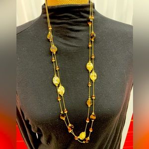 CJ BANKS TORTOISE 🐢 SHELL 🐚 & GOLD 🏆 BEADED NECKLACE 💎 NWT